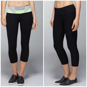 Lululemon Wunder Under Crop in Black & Quilt Spring 6